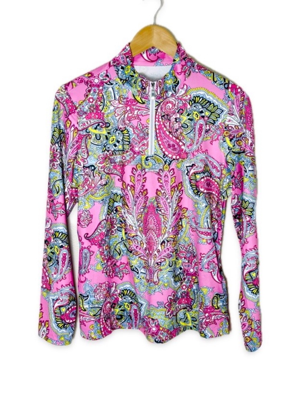 NWT Acegolfs Pretty Feminine UPF 50+ Quarter-Zip Long Sleeve Golf Top L Pink
